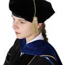 GraduationMall Graduation Doctoral Tam Velvet with Gold Bullion Tassel (Black)