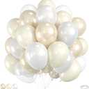 60pcs White Balloons with Clear Pearl White Balloons for Bridal Shower Wedding Bride Bachelorette Engagement Birthday Party Decorations