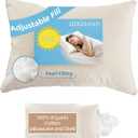 20x26 Organic Pillow with 100% Organic Cotton Pillowcase and Shell - Soft Non Toxic and Breathable Pearl Filling, CPSC Certified and Oeko-TEX, Adjustable Loft Organic Pillow, Machine Washable (Off White)