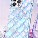 Omorro Compatible with iPhone 14 Pro Max Case for Girls, 3D Scales Desgin Glitter Bling Cute Luxury Transparent Phone Case for Women Girly Protective Cover (Pink)