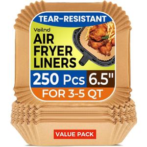 Air Fryer Paper Liners: 250Pcs Parchment Paper Sheets, Air Fryer Liner Disposable, Oilproof Waterproof Airfryer Basket Liner Square (6.5inch)