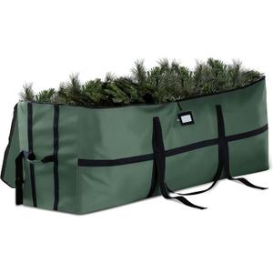 ZOBER Wide Christmas Tree Storage Bag - Maximum Accessibility - Fits 9 Ft Trees - 600D Oxford Fabric Christmas Tree Bag For Storage Box For Xmas - Strong, Durable Straps & Handles - Card Slot - Green
