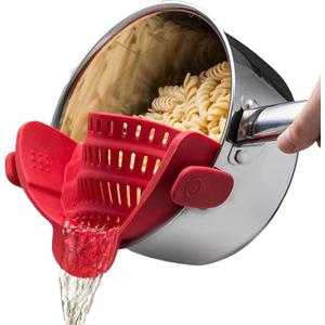 Kitchen Gizmo Snap N Strain Silicone Pot Strainer - Adjustable Clip-On Pasta Strainer for Pots, Pans, and Bowls - Large Red Kitchen Colander Kitchen Gizmo Snap N Strain Silicone Pot Strainer - Adjustable Clip-On Pasta Strainer for Pots, Pans, and Bowls - Large Red Kitchen Colander