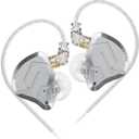 KZ ZSN Pro 2 in-Ear Monitors Headphones Metal Earphones 1BA+1DD Hybrid Technology HiFi Bass Clear Sound IEMs Noise Cancellation Earbuds Wired for Musicians Singer Audiophile(Silver,No Mic)