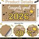 Feifeiya Kraft Paper Graduation Backdrop 2026-62" x 31" Large Brown Congrats Grad Banner Class of 2026 Black and Gold Grad Photography for Wall Graduation Party Classroom Decoration