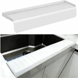 Sink Edge Protector with Suction Cup, 24" x 4", Silicone Sink Splash Guard for Kitchen & Bathroom, Protect Countertop from Scratches, Stains, for Stainless Steel Granite Quartz