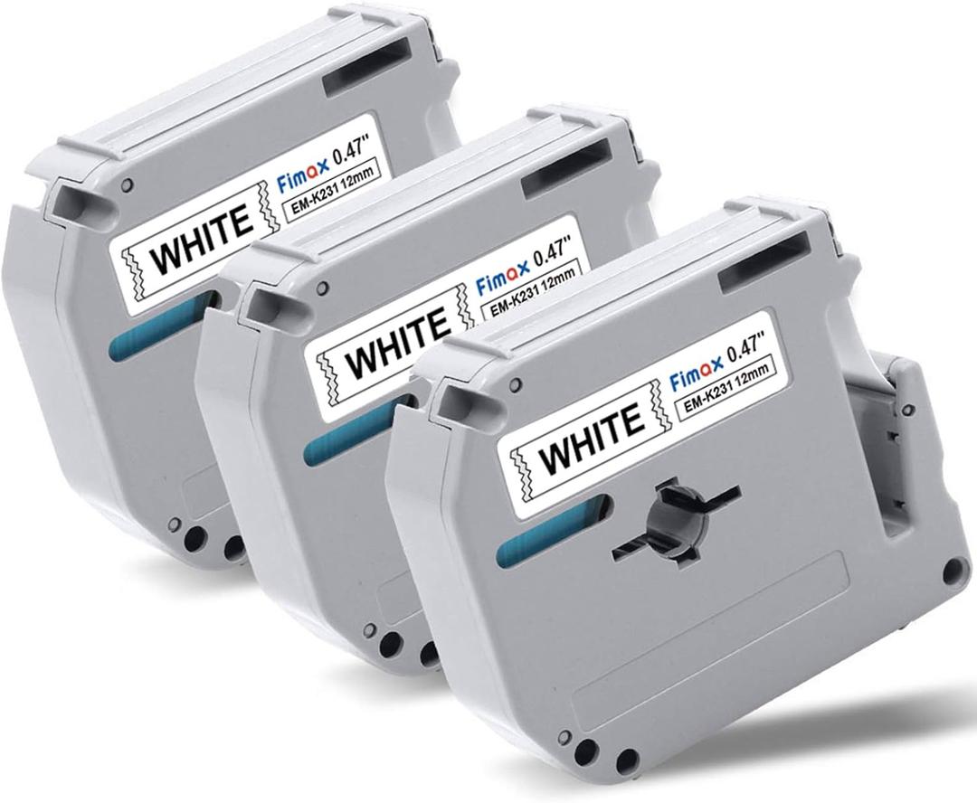 M-K231 12mm Replacement for Brother M Tape 0.47'' White M-K231s MK231 Label Tape Compatible with Brother Ptouch PTM95 PT-90 PT-70 PT-65 PT-60 PT-45 Label Maker (NOT for PTD210 PTD220, NO TZe TZ Tape) (Black on White)