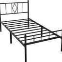 Twin XL Size Platform Bed Frame, Heavy Duty Metal Bed Frame with Headboard, Steel Slat Support, Under Bed Storage Space, Easy Assembly, No Box Spring Needed, Black