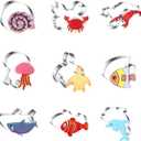 Ocean Creature Cookie Cutters 9 Piece Set Nautilus Shell Crab Lobster Jellyfish Turtle Tropical Fish Shark Clownfish Dolphin - e