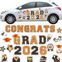 Landhoow 30 Pcs Graduation Car Magnets 2026 Senior Graduation Car Decoration Bumper Sticker Congrats Grad Magnet Magnetic Refrigerator Decal for Grad Parade Party Supplies(Orange, Black)