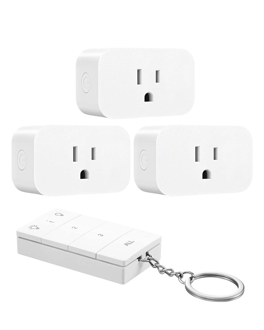 DEWENWILS Wireless Remote Control Outlet, No Wiring, Programmable & Expandable Electrical Outlet Switch, 100FT Control Range, 125V/15A/1875W Independent Control Outlet, 1Remote+3 Outlets
