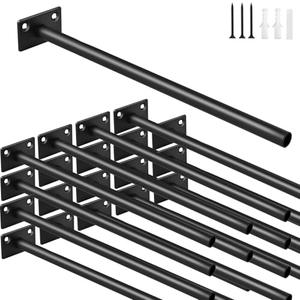 20 Pcs 10" Black Steel Floating Shelf Bracket Blind Shelf Supports - Hidden Brackets for Floating Wood Shelves - Concealed Blind Shelf Support – Screws and Wall Plugs Included