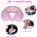 SAIREIDER Travel Neck Pillow 100% Pure Memory Foam Airplane Pillow for Head Support,Soft Adjustable Pillow for Plane, Car & Home Recliner (Pink)
