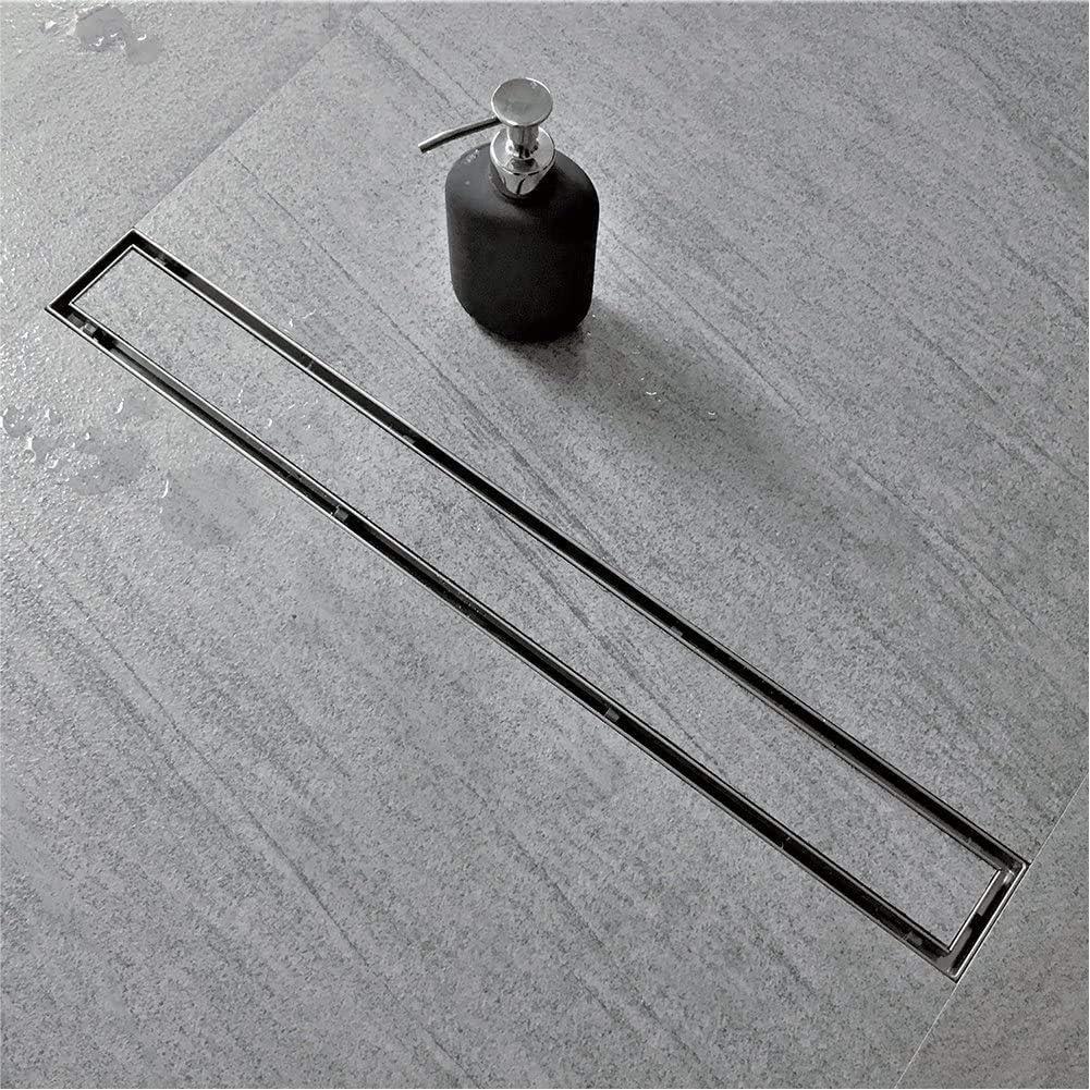 Neodrain 32-Inch Linear Shower Drain with Tile Insert Grate,Brushed 304 Stainless Steel Rectangle Shower Floor Drain, Linear Drain with Leveling Feet, Hair Strainer