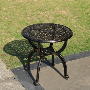 KAILI Outdoor Cast Aluminum Side Table Patio Side Table Backyard, Pool, Indoor, Easy Maintenance and Weather Resistant Coffee Table Porch Table Bistro Table (18.5round-Bronzed)