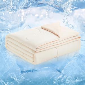 Cozy Bliss Cooling Comforter Twin Size, Reversible Cooling Blanket for Hot Sleepers and Night Sweats, Q-Max 0.4 Breathable Summer Comforter Quilt, Lightweight Soft Silky Smooth, Ivory White