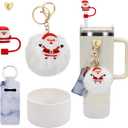 Stanley Cup Accessories Set - Silicone Straw Cover, Boot, Lipstick Holder, Charms for 40oz & 30oz Tumbler. (Santa Claus)