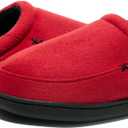 NewDenBer Men's Warm Memory Foam Suede Plush Fleece Lined Slip on Indoor Outdoor Clog House Slippers (Red)