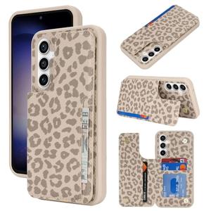 iCoverCase Compatible with Samsung Galaxy S23 FE Case with Card Holder, S23 FE Wallet Case for Women Men [RFID Blocking] PU Leather Protective Phone Case for S23 FE (Beige Leopard)