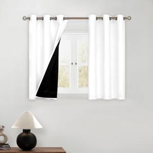 BGment Short Curtains for Small Windows - Cafe Curtains 40 Inch Length White Blackout Thermal Insulated Grommet Drapes for Bedroom (42 x 40 Inch, 2 Panels)