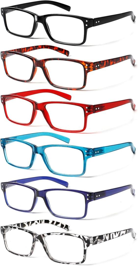 NORPERWIS Reading Glasses 6 Pairs Quality Readers Spring Hinge Glasses for Reading for Men and Women (6 Pack Mix Color -3, 0.75)