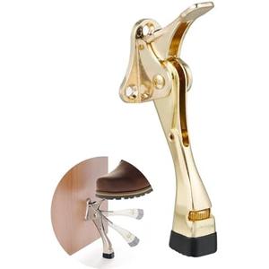 HOME&I Easy Pedal Kick Down Door Stop Stopper Easy Step Door Kick Doorstop,Premium Quality,Height-Adjustable Rubber Foot,4 Inch (Gold, 4 Inch x 1 Pack)