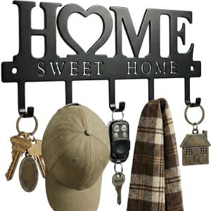 Metal Key Holder Hooks Organizer Rack 5.9x13 inches Wall Mounted Decor for Entryway Front Door Kitchen Hallway Garage Mudroom Office with Screws and Anchors