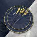 150Pcs Plastic Plates with Gold Rim,Heavy Duty Blue Plates for 30 Guests,Plastic Dinnerware Set Include 30 Dinner Plate,30 Dessert Plate,90 Gold Cutlery Set for Party (Blue)