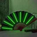 Roowest 6 Pcs Rave Light up Folding Fan for Line Dancing with Battery LED Large Handheld 6 Colors Glowing Fan for Party Gift Performance Show Birthday Night Club (Black,Neon)