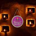 CHDITB Happy Diwali Decoration 3D Front Door Sign(12x12), Indian Festival of Lights Wall Hanging with Rangoli Diyas, Deepavali Themed Door Hanger for Front Door Porch Home Office Party