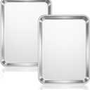 2 Packs Stainless Steel Baking Sheet Set, Cookie Sheet Baking Pan Tray Non Stick Heavy Duty Toaster Oven Baking Pan Set (12.4 x 9.6 x 1 inches)