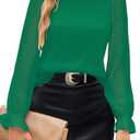 Aifer Ladies Tops and Blouses Business Casual Holiday Tops Long Sleeve Shirts for Women Dressy Casual Spring Clothes Green XX-Large