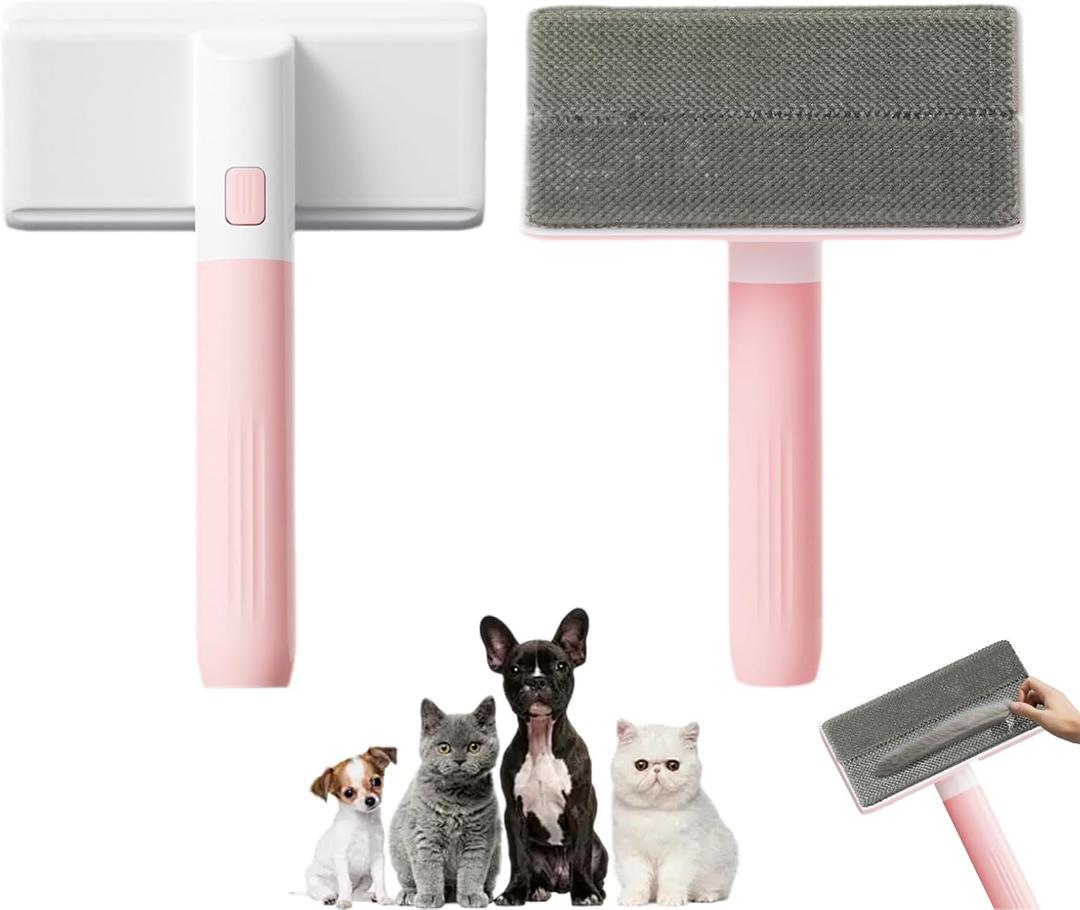 2 x 6.5" Wide Pet Hair Remover Brush - Effortlessly Lift Embedded Fur from Sofa, Car, Carpet! Reusable & Washable Cat/Dog Hair Cleaner, Detachable for Deep Clean, Eco-Friendly - Gentle on Fabric (Pink)