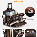 LOVEVOOK Rolling Laptop Bag Women, 17.3 Inch Laptop Briefcase with Wheels, Soft Sided Underseat Carry On Luggage Personal Item Suitcase for Work Travel Business, Black Brown Beige