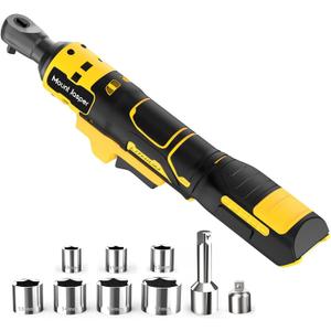 3/8" Cordless Ratchet Wrench for DEWALT 20V MAX Battery, Variable Speed, Safety Lock, LED Light, 7 Sockets(10-17mm), 1/4" Adapter, 3" Extension Rod(Battery not Included)
