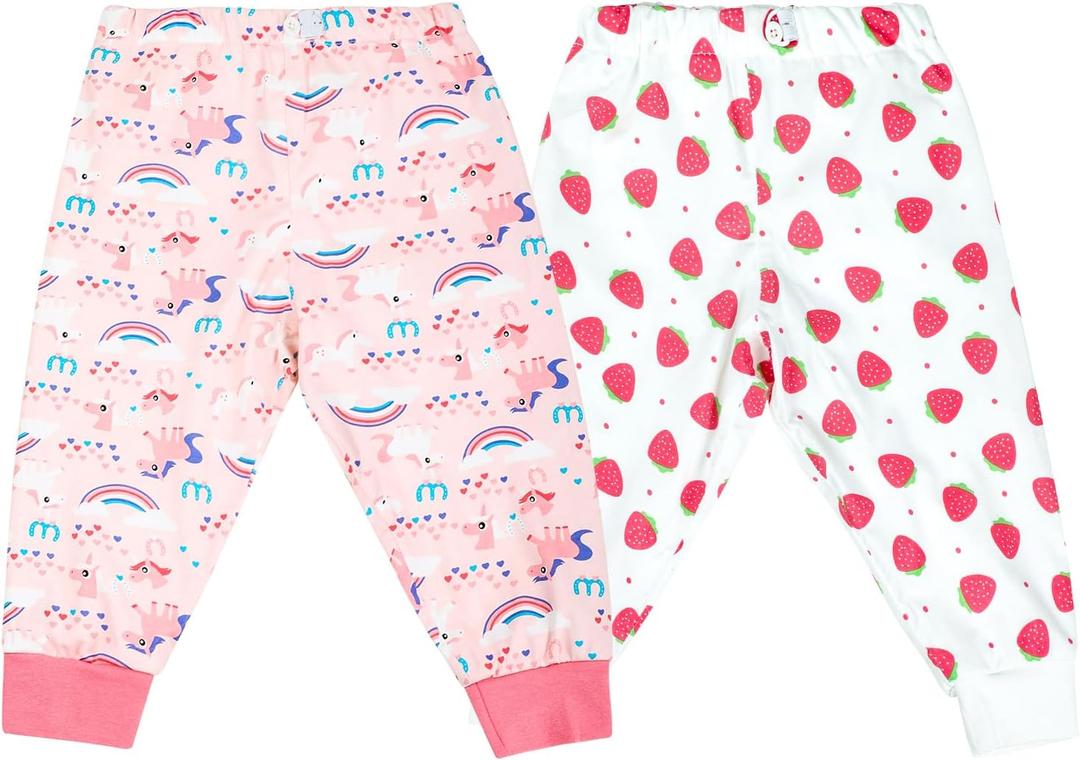 MOEMOE BABY Waterproof Diaper Pants for Potty Training 2 Packs Nighttime Diaper Short for Toddler Boys and Girls (5-7 Year, Strawberry)