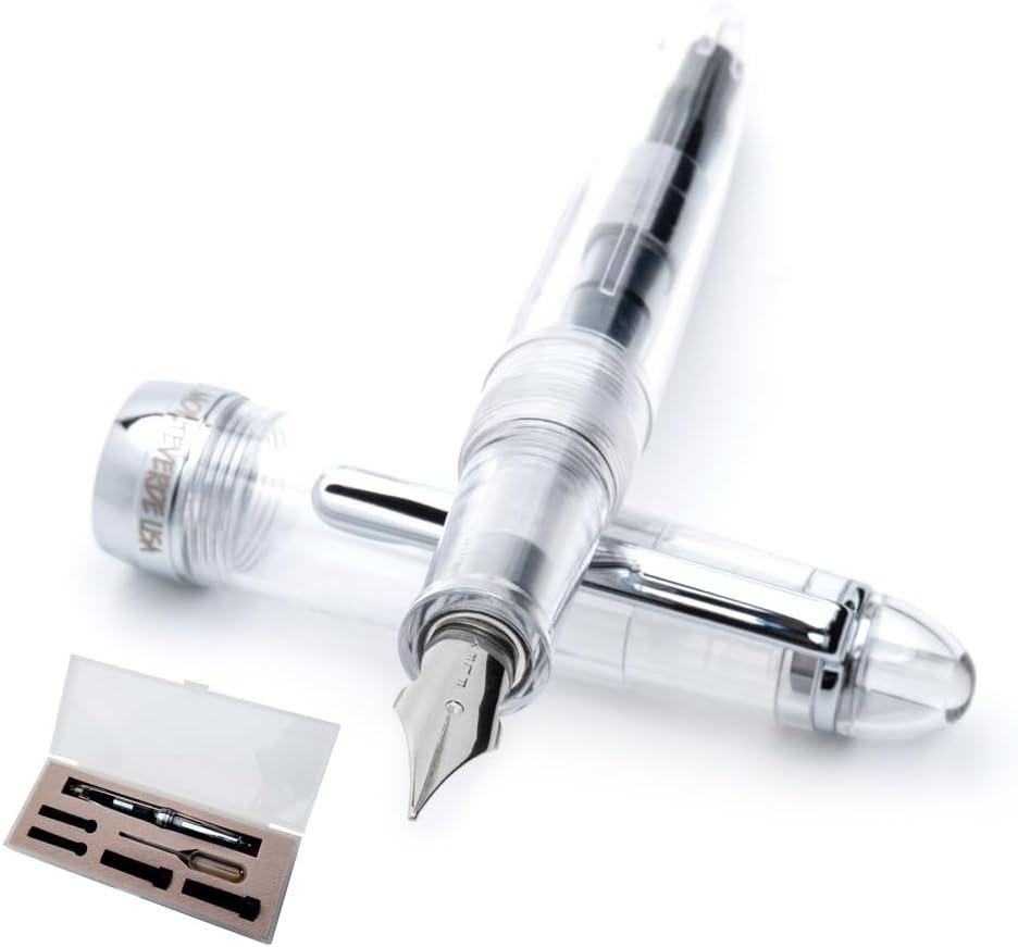 Monteverde MONZA FOUNTAIN PEN (WITH INK VIALS), CRYSTAL CLEAR; BROAD NIB