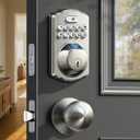 Veise Fingerprint Door Lock with 2 Knobs - Keyless Entry Door Lock with Handle, Electronic Keypad Deadbolt, Smart Front Handle Set, Auto-Locking, Waterproof, Easy Installation, Satin Nickel