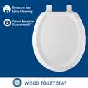 Mayfair Sculptured Traditional Toilet Seat, Easy Clean Hinges with Durable Wood Seat, Made in USA, Round, White