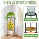 KMOTASUO 2 Tier Black Plant Stand Indoor for Large Tall Heavy Duty Planter, Multiple Sturdy Metal Flower Corner Rack for Narrow House Floor, Iron Vertical Level Round Orchi Holder Organizer, Modern