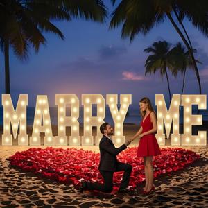 Marry Me Light Up Letters: Will You Marry Me Sign Marquee Letters 4 Feet Tall Yellow Lit Proposal Decorations Outdoor Large Engagement Wedding Party Decorations Kit with 2000 Pcs Rose Petals