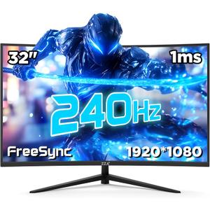 32 Inch Curved Gaming Monitor with 240Hz Refresh Rate, 1ms GTG, HDR600, 1500R Curvature, 1080P Resolution, 122% sRGB, FreeSync, G-Sync Compatible, DP and HDMI Ports, VESA Mount for Competitive Gamers