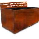 Corten Steel Planter Large Rectangle for Outdoor, Metal Planter Box - 46x20x20 inch - Flower Pot for Garden, Patio, Commercial, Farmhouse, Industrial - Long Rectangular Plants Container