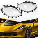 Topteng Headlight Replacement Lens Driver Passenger Left+Right PAIR For Corvette C6 2005 2006 2007 2008 2009 2010 2011 2012 2013 with Black Gasket Trims, Waterproof, Easy Installation, UV Protection