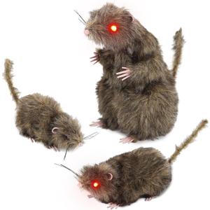 ATDAWN Realistic Furry Fake Rats, Halloween Fake Rats, Halloween Realistic Fake Animal, Halloween Trick Toys Decoration, Halloween Party Props, 3 Pack