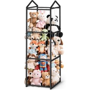 Stuffed Animal Storage Plushies Storage, Toy Storage Organizer Giant Stuffed Animal Zoo Holder, Sturdy Metal Toy Shelf Teddy Bear Storage Bedroom Organization (Non-Wheeled, Black)