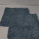 Kevin Textile Soft Corduroy Throw Pillow Covers Pack of 2 Plush Striped Decorative Square Cushion Covers Pillowcases Accent Boho Home Decor for Couch Sofa Bed Chair 18x18 Inch, Blue Grey