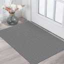 KOZYFLY Washable Area Rug 2x3 Ft Small Entryway Rug Indoor Door Mat Throw Rugs with Rubber Backing, Braided Cotton Floor Carpet for Front Entrance Bathroom Kitchen Foyer, Black/Grey/Charcoal Grey