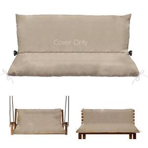Oslimea Swing Cushion Cover Replacement 47 x 40 Outdoor Porch Swing Cushions 2-3 Seater Replacement Cover with Ties and Buckle Waterproof for Outdoor Patio Porch Swing Cushions, Tan
