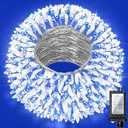 300 LED Outdoor Christmas Lights 75ft, 12 Lighting Modes Indoor String Lights Dimmable & Timer Memory, Outsite Waterproof Tree Lights for Xmas Garden Wedding Party Holiday Decorations Blue & White